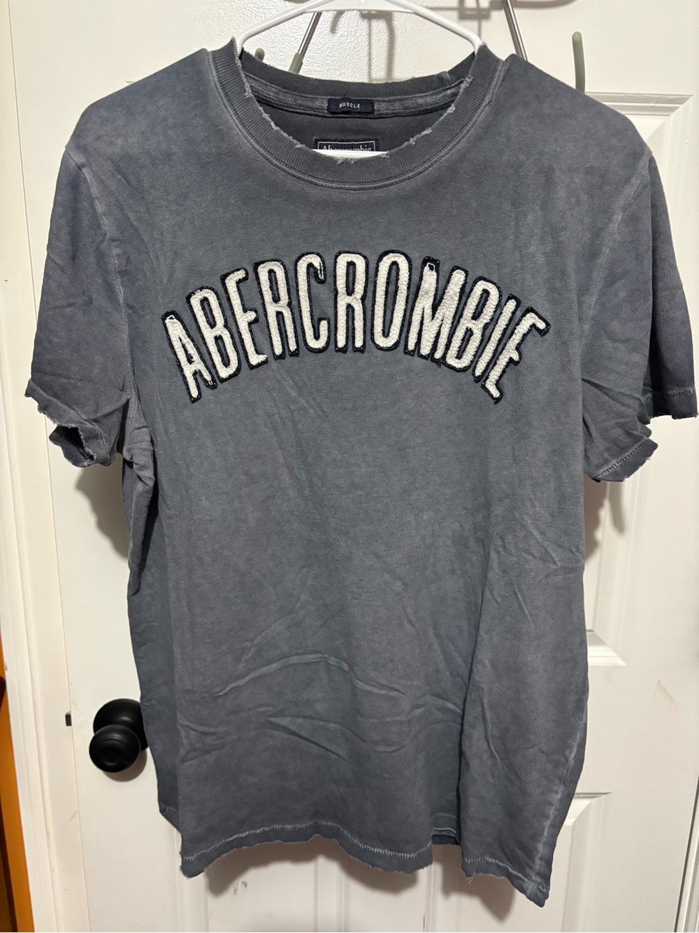 Abercrombie & Fitch Washed Charcoal Crewneck T-Shirt with Logo